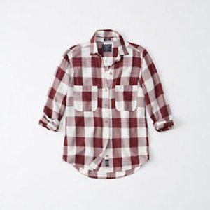 Abercrombie drapey button-up shirt - red